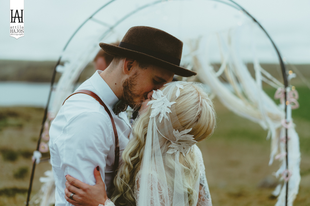 First kiss as newlyweds
