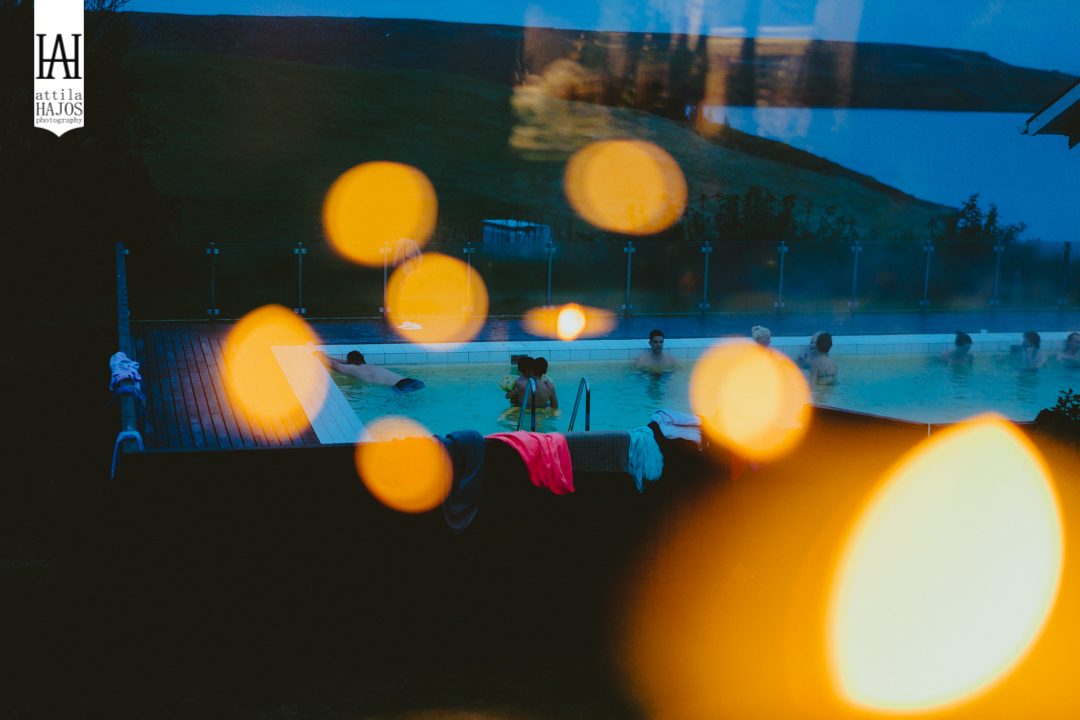 Evening lights at the pool