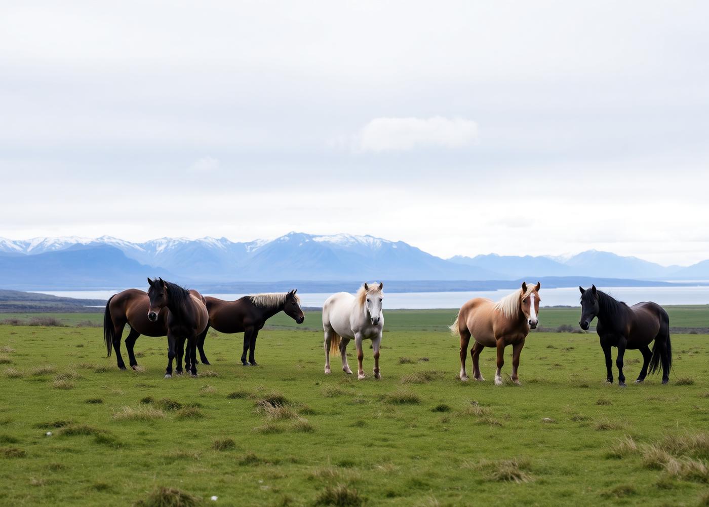 Icelandic horses on the land